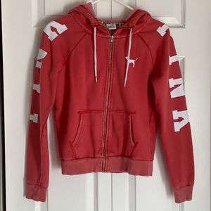 Pink full zip sweater